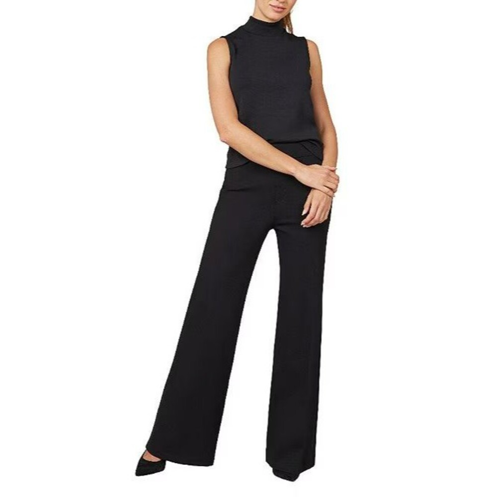 Spanx Perfect Ponte Wide Flowy Leg Pants W 2X Tall Black PullOn Shapewear